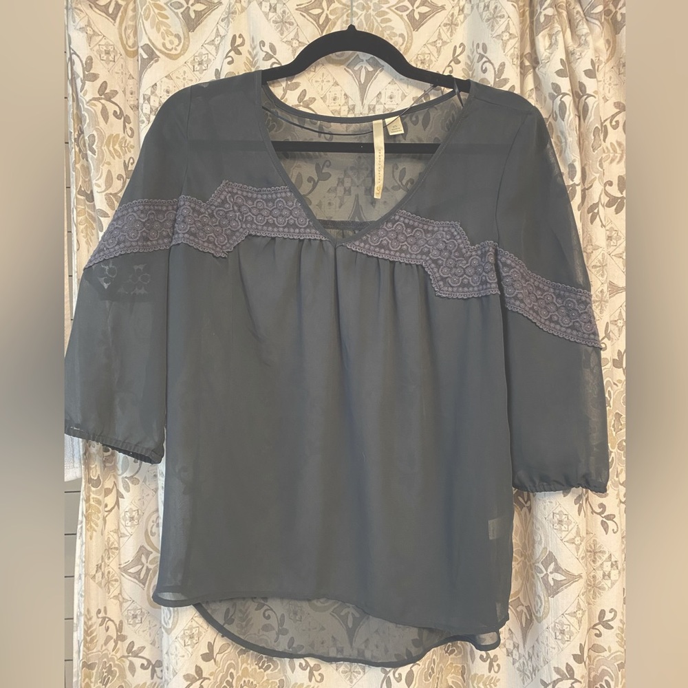 LC Blue Sheer 3/4 Sleeve Top